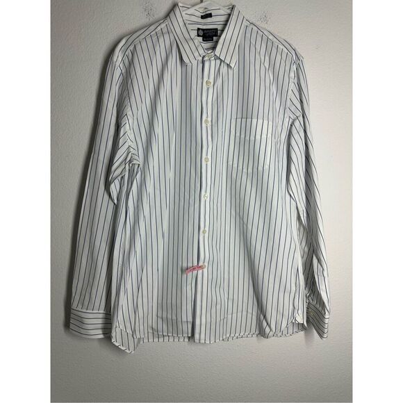 Rare Vintage J.Crew Men’s Button Down Striped Shirt White Blue Cotton Sz XL*Note - Picture 1 of 12